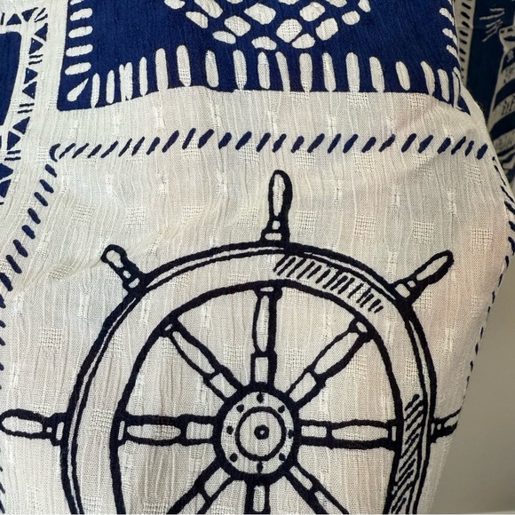 Calypso St. Barth Navy White Nautical Print Wide Leg Palazzo Pant Women's M NWT - Picture 7 of 7